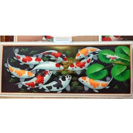 

*#*#*#] Lukisan Ikan Buatan Tangan uk. 120cm x 45cm (sudah termasuk pigura/bingkai) (per 1 pcs)