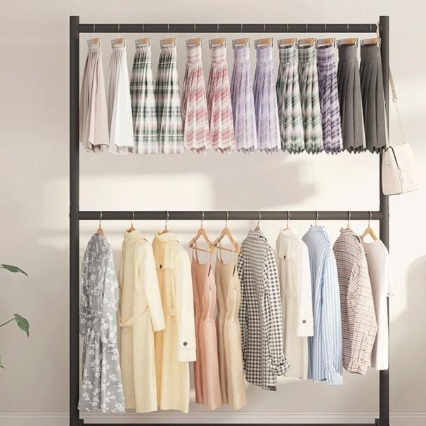 Gantungan Baju Besi Double Rak Baju Stand Hanger Gawang Jemuran Baju Jemuran Pakaian Hanger Baju Bes