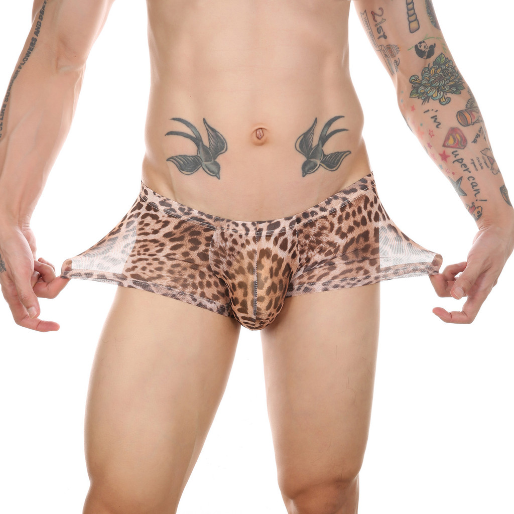 Boxer Pria Seksi Tembus Pandang Motif Macan Tutul