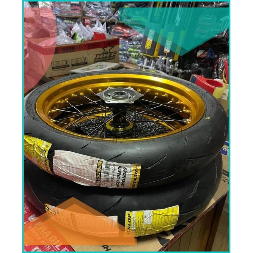 BANSET SUPERMOTO CRF SCARLET BAN DUNLOP SPORTMAX ALPHA 110/150/60 11OK