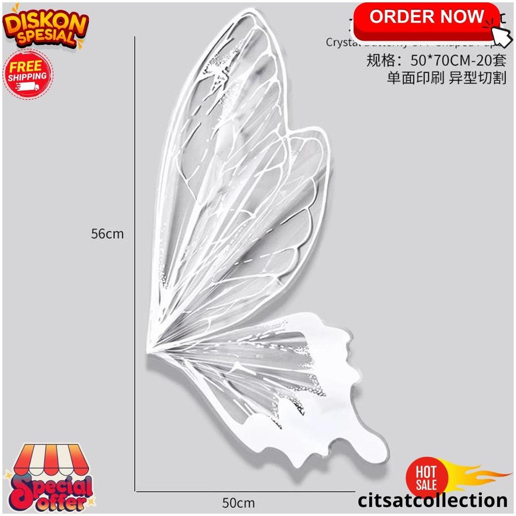 

(1 Pack Isi 20Set/ 40 Lembar) Wrapping Butterfly Kertas Buket Kupu-Kupu Kertas Bouquet Bunga Warna Bening Termurah Banget