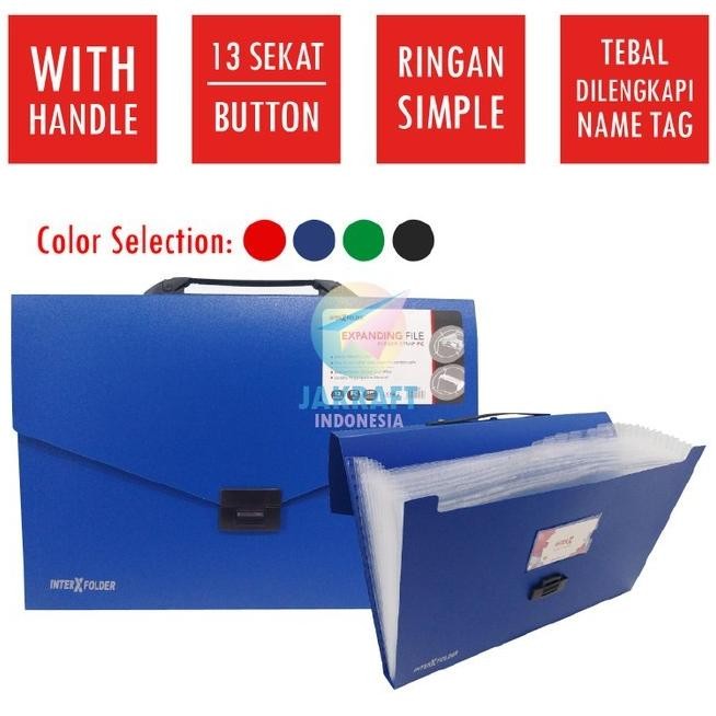 

THEBEST| MAP TAS EXPANDING FILE HANDLE TENTENG PLASTIK FOLIO F4 DOKUMEN BERKAS