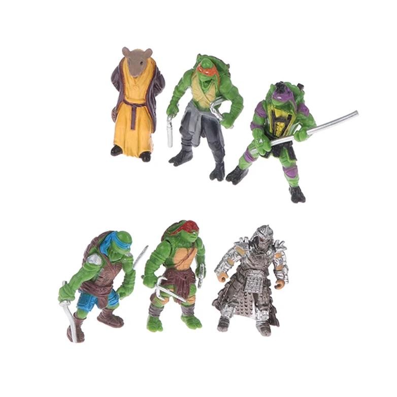 6pcs teenage mutant ninja turtles action figurine q version splinter raphael mikey leonardo da vinci