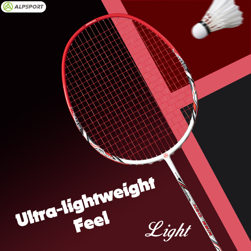 ALPSPORT ID 5U 77g Max 30LBS Raket Bulutangkis Ungu Serat Karbon Penuh 100% Ultralight dengan Senar 