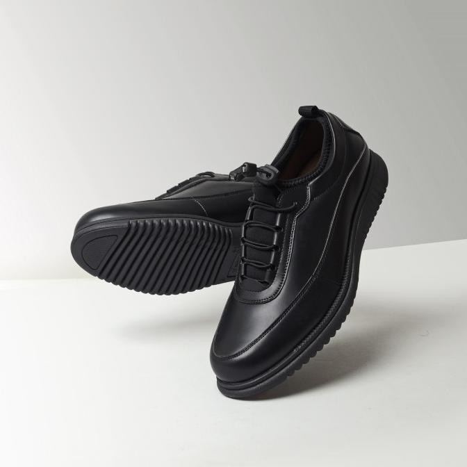 Volve Wave Black - Sepatu Casual Formal Kerja Slip On Pria