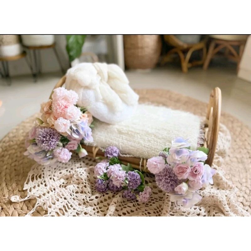 PROPERTI BAYI/Keranjang PROPERTI FOTO BAYI/Ranjang Bayi Rotan Setengah Lingkaran/PROPERTI BAYI BARU 