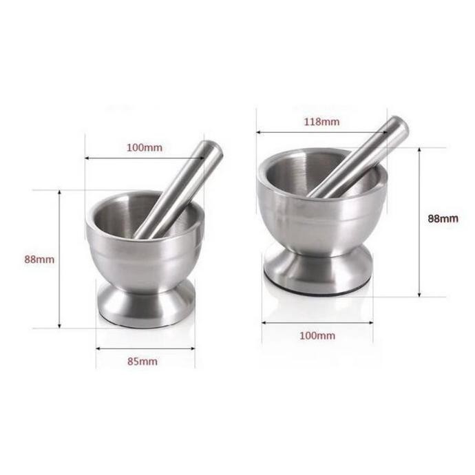 

MORTAR PESTLE TUMBUKAN BUMBU OBAT STAINLESS COBEK ULEKAN LUMPANG HM