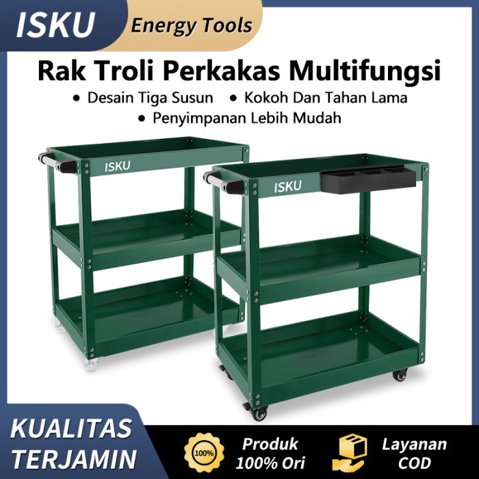 Diskon Isku Rak Troli Bengkel/Trolly 3 Susun/Bengkel Lemari Rak