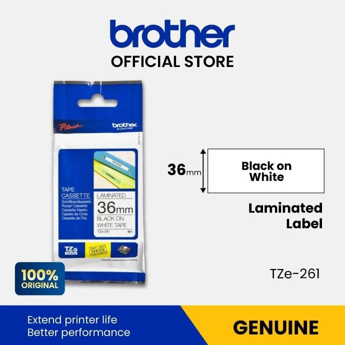 

Terlaris Brother Label Tape TZE-261 36mm x 8m Laminated Black On White SALE