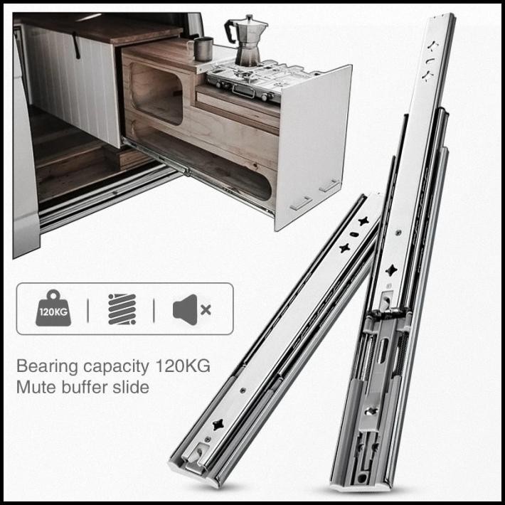 TERMURAH HEAVY DUTY DRAWER SLIDE WITH LOCK REL LACI MAX 100 KG 