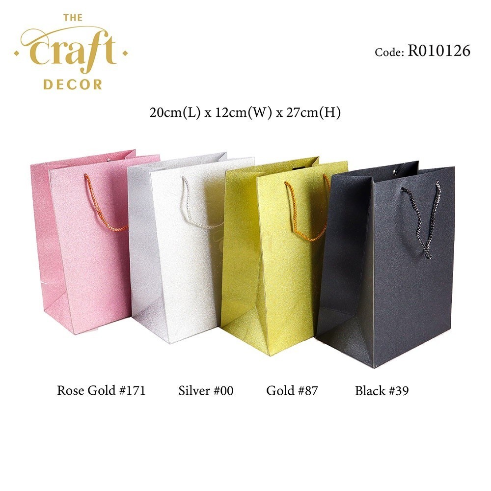 

The Craft Decor 10 pcs 20x12x27cm Tas Kertas Glitter Tas Goodies Dengan Pegangan Tali |inZUoQUi|