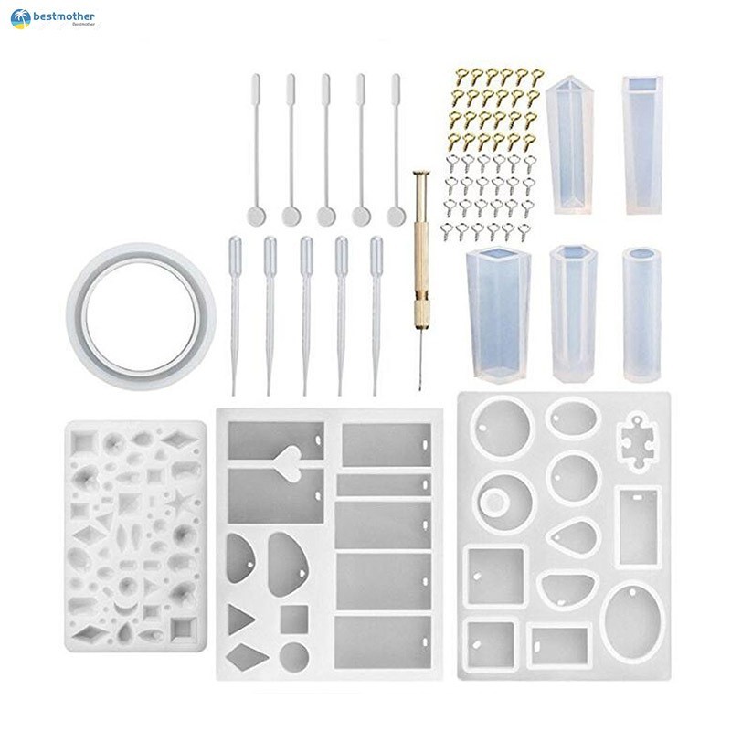 127 Buah Kit Cetakan Silikon Pengecoran Resin Cetakan Perhiasan Kerajinan DIY untuk Gantungan Kunci 