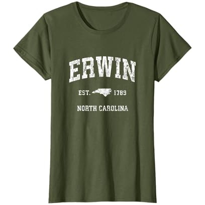 Erwin North Carolina NC Vintage Athletic Sports Design T-Shirt |zkDh4tXr|