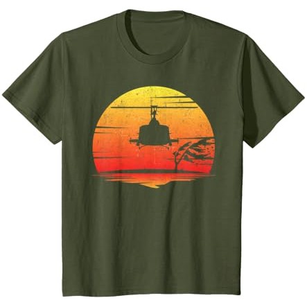 Kaus Helikopter Retro UH-1 Huey Gaya Vintage Vietnam Chopper |Mmn4JBQI|