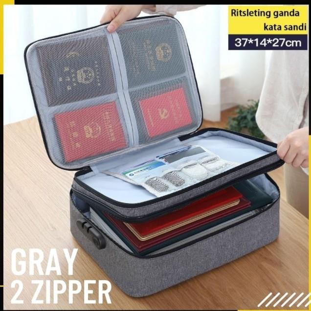 

TAS DOKUMEN PASSWORD TRAVEL BAG TEMPAT DOKUMEN PENTING ABU 2 ZIPPER