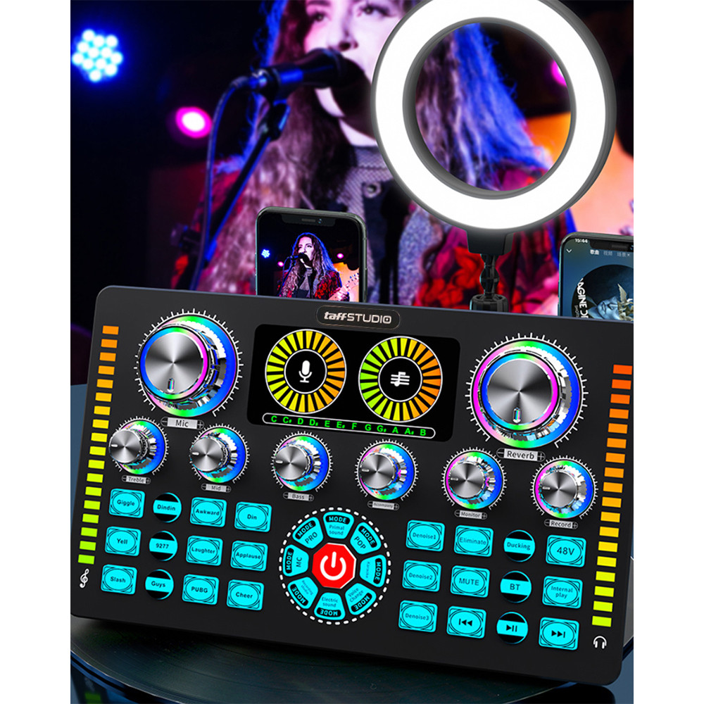 PROMO TaffSTUDIO Mixer Audio External Sound Card Live Phantom Power 48V - Q7 Kualitas Terbaik