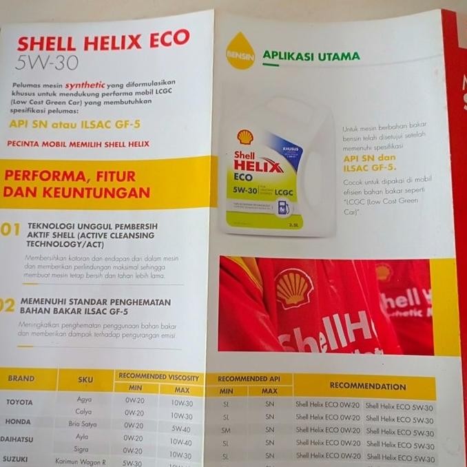Paket Oli Shell Helix Eco 5W-30 + Filter Oli Agya/ Ayla/ Sigra/ Calya