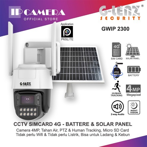 Produk Ready GLENZ CCTV SIMCARD 4G + BATTERE & SOLAR PANEL (GWIP-2300)