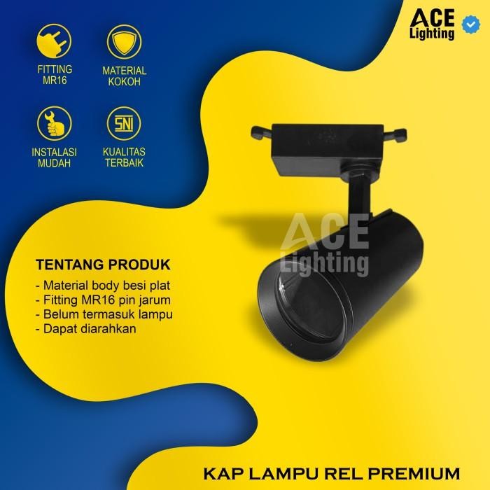 Kap Lampu Sorot Rel Track Mr16 Rumah Lampu Sorot Premium Fiting Mr16