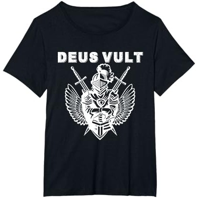 Deus Vult - Catholic Crusader Templar Knight - Angel Knight T-Shirt |Bx02NkUQ|