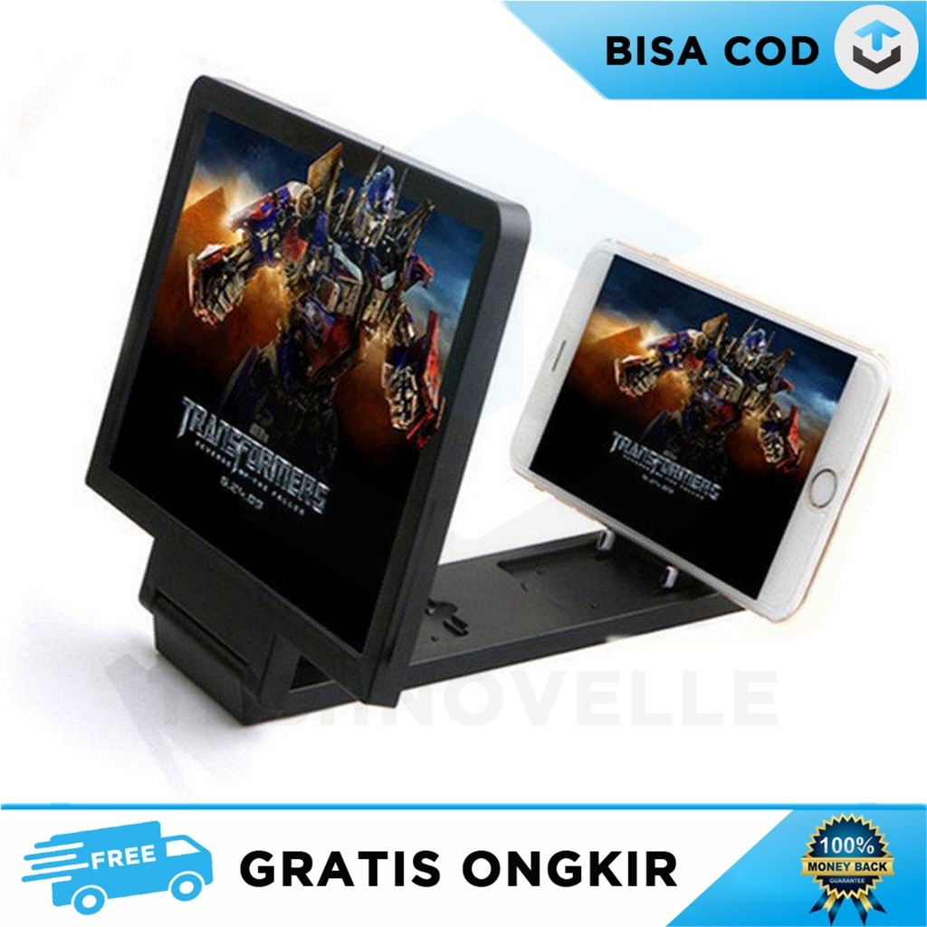 PEMBESAR LAYAR HP BIOSKOP MINI STAND KACA 3D FULL BODY UNTUK MENONTON