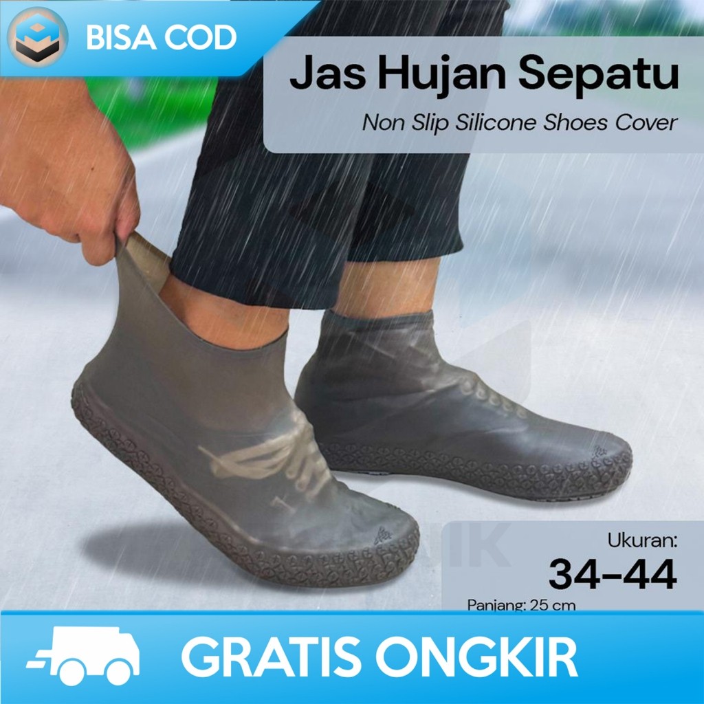 JAS HUJAN SEPATU COVER SHOES ANTI UJAN KARET SILICONE ALAS ANTI SLIP