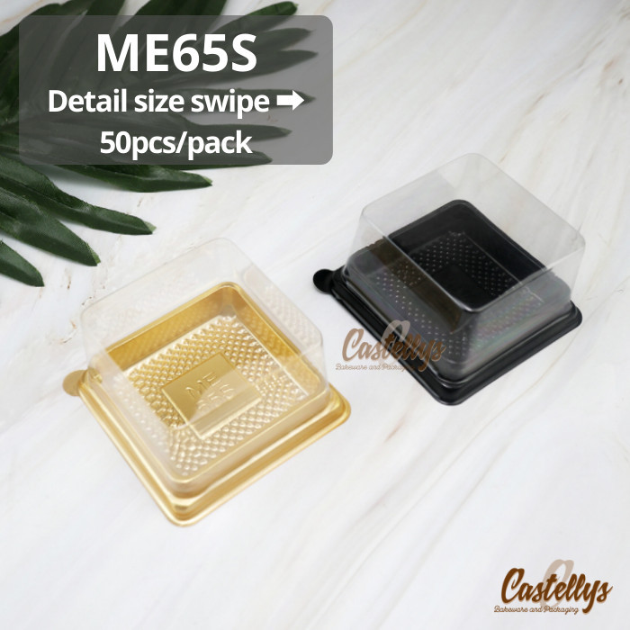 

HARGA DISC - ME65S Plastik Tray Mika SQUARE Emas Packaging Kue Set 60g