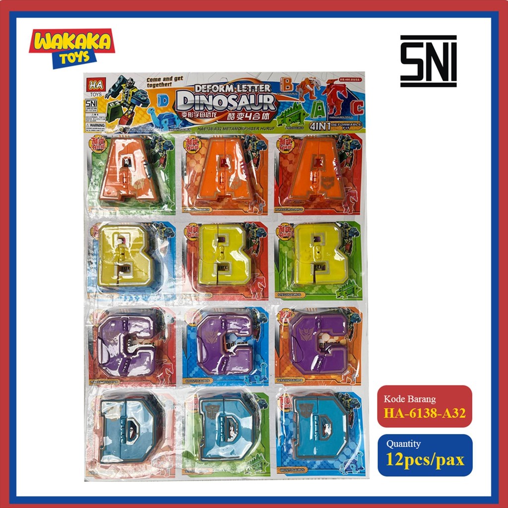 WAKAKA TOYS Mainan Robot Anak Lembaran DEFORM LETTER DINOSAURUS HA6138-A32