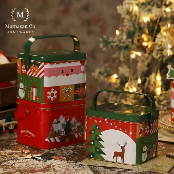 

Christmas Gift Box Tin Cookies Square With Handle | Kotak Kaleng Natal Cmh001 Hari Ini