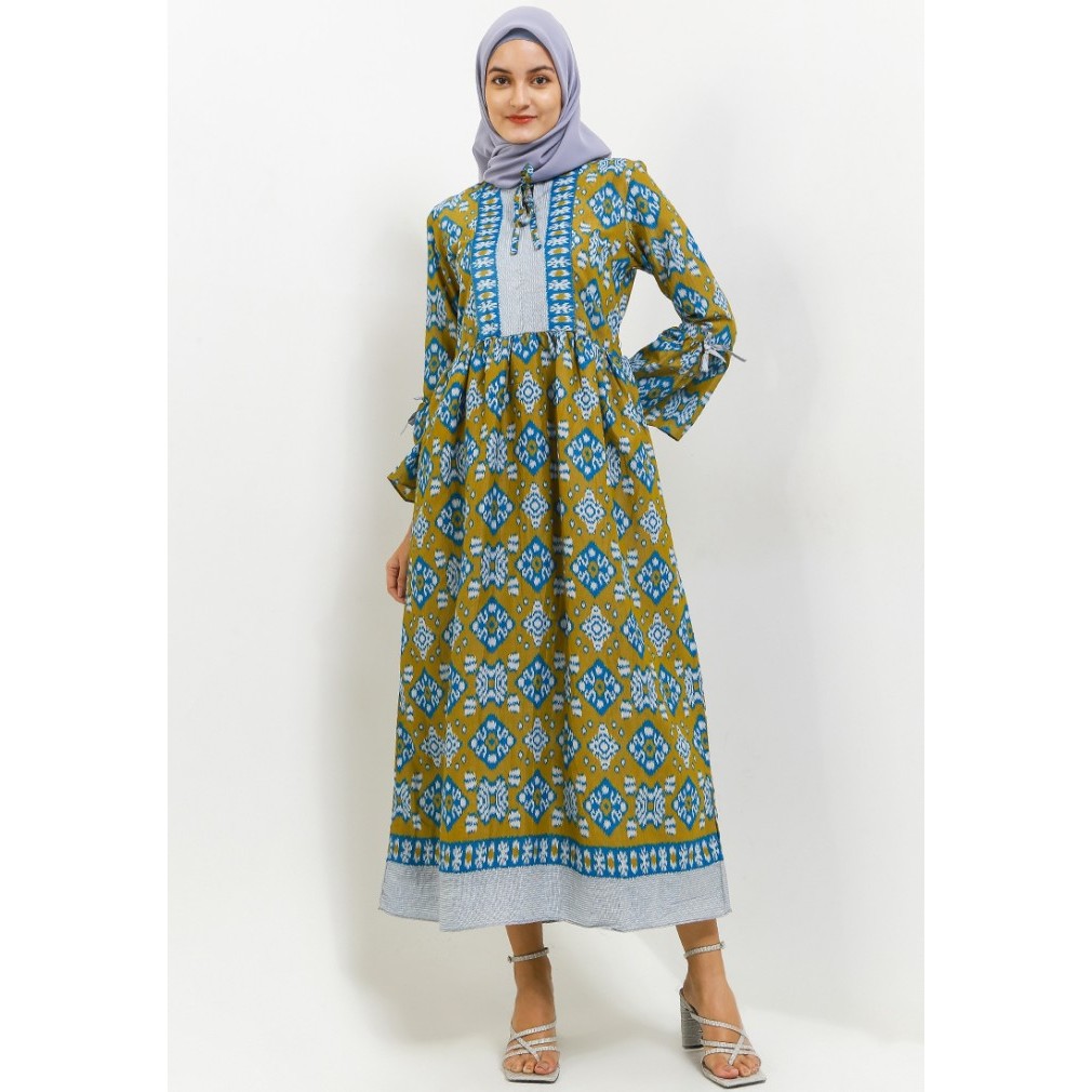 Adikusuma Gamis Muslim Batik Wanita Motif Tenun Ikat