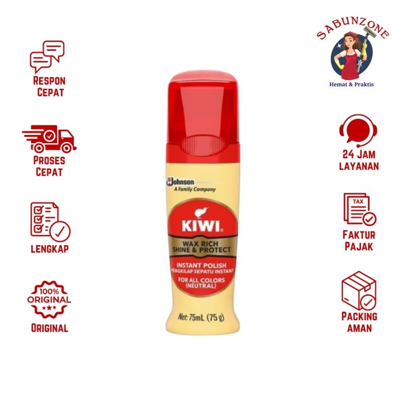 Semir Sepatu Kiwi Cair Netral Shoe Polish 75 ml