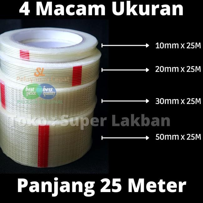 

Lakban Serat Filament Tape 25Meter Tidak Mudah Putus Fiberglass Gipsum