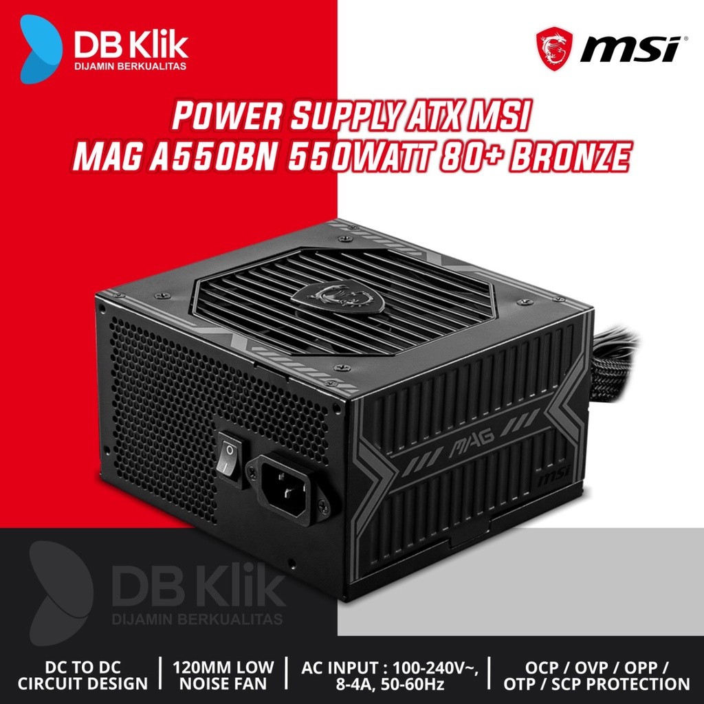Msi Power Supply Mag A550Bn 550Watt 80+ Bronze - Psu Mag A550 Bn