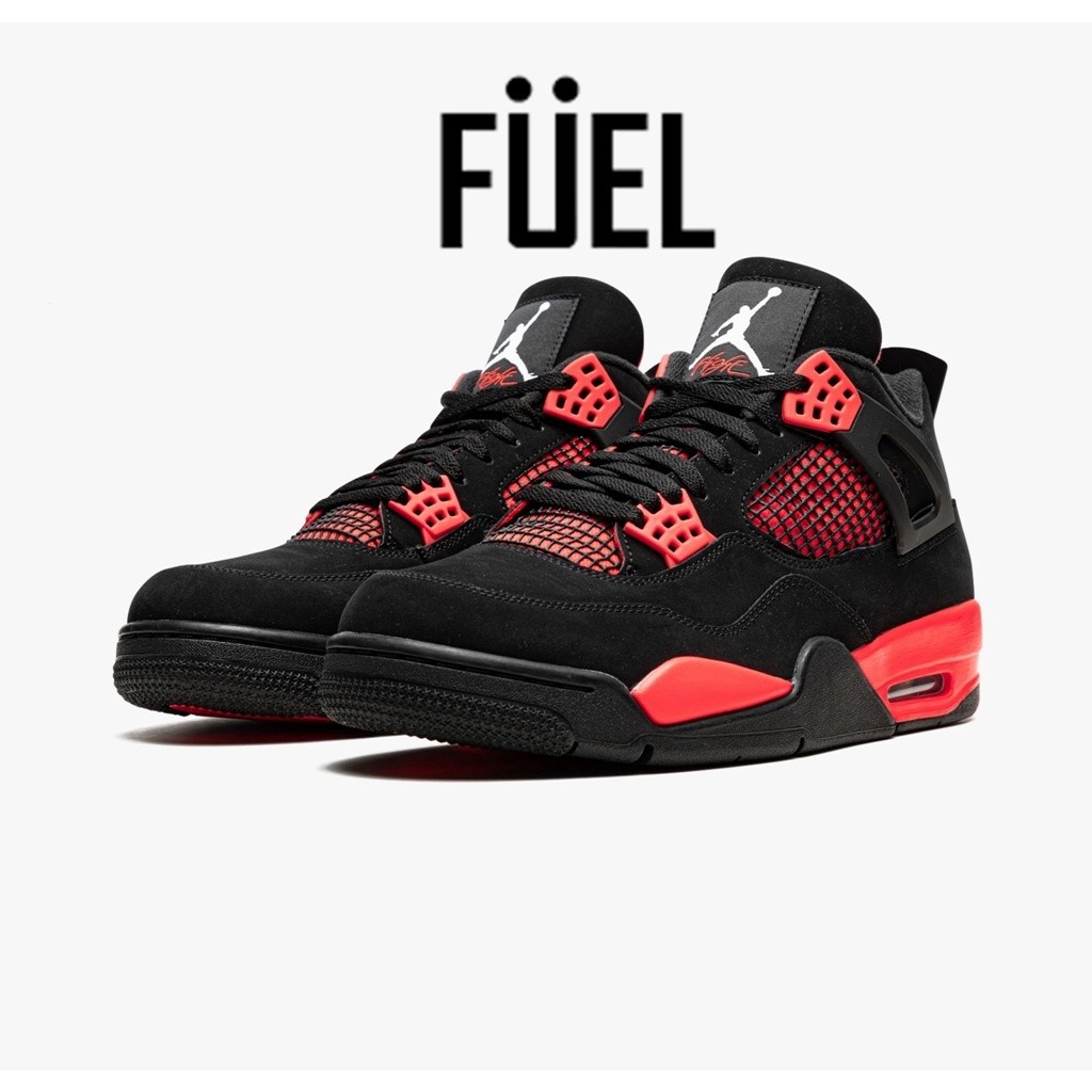* 100% ori * Sepatu basket pria wanita Air Jordan 4 Thunder AJ4 hitam red lightning CT8527-016 CAYT 