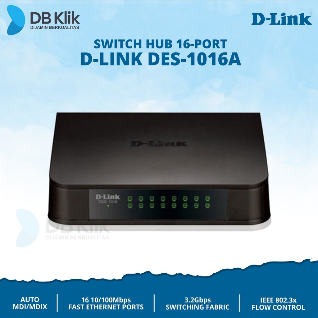 Dlink Switch Hub 16 Port 10/100 Des 1016A
