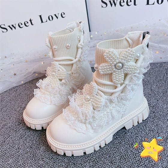 Sepatu Boneka untuk Anak-anak Perempuan Putri Sepatu Bot Martin Putih Anak-anak 2023 Sepatu Boot Bol