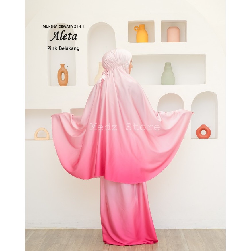 Mukena Dewasa Aleta Armani Silky Gradasi Travel 2In1 Laser Cut Jumbo