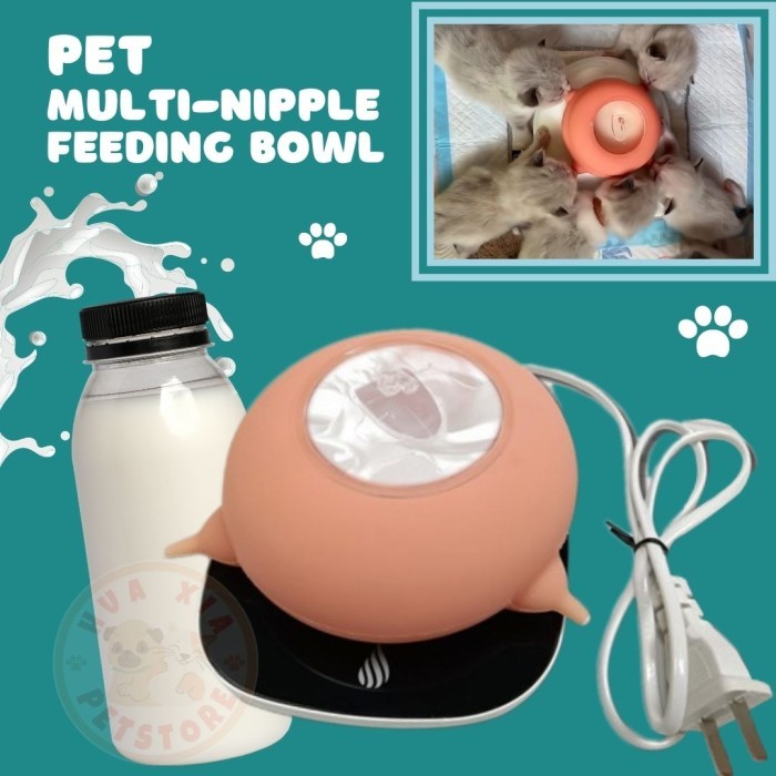 HARGA DISC - Pet Milk Feeding Bowl Botol Susu Multi Nipples Feeder Puppy Kitten