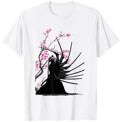 Kaos Samurai Jepang dan Bunga Sakura Vintage |oLZQcOvy|
