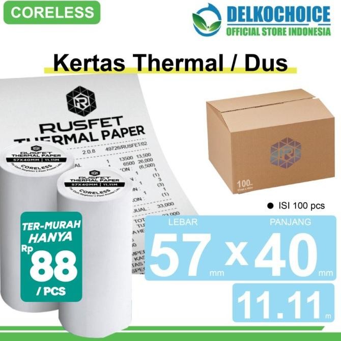 

Kertas Thermal Coreless Kertas Printer Resi Barcode Pos Uk 57X40 / Dus