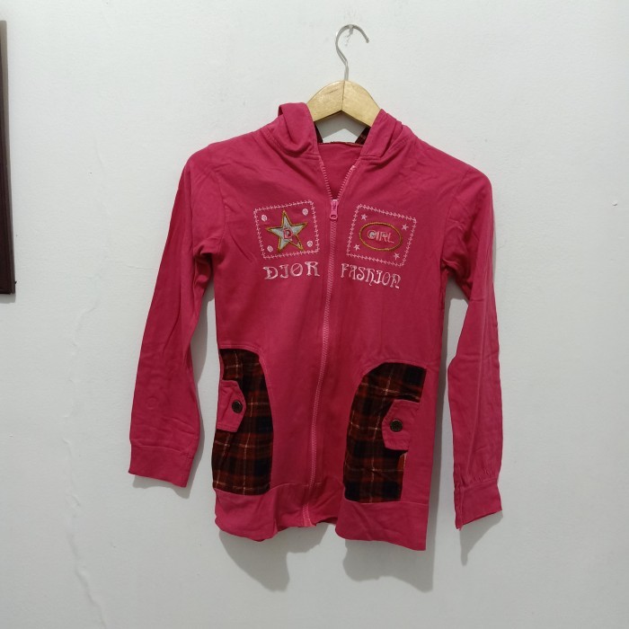 Jacket Wanita Pink Magenta Bahan Kaos