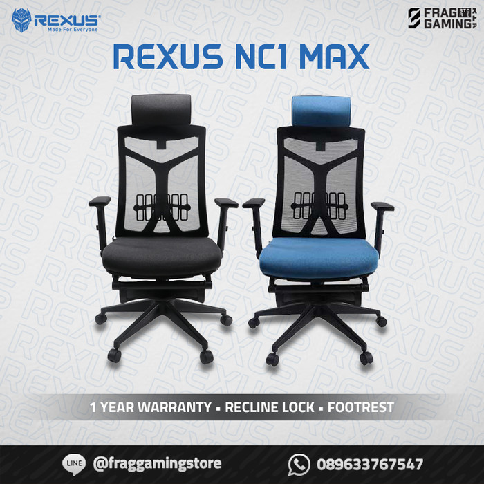 Terbaru Rexus Nc1 Max / Nc-1 Max Nc1Max Ergonomic Gaming Chair - Kursi Gaming