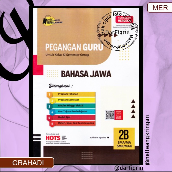 Pegangan Guru Bahasa Jawa Kelas 11 Semester 2-SMA/MA/SMK/MAK KURMER Kurikulum Merdeka-Grahadi/Hayati