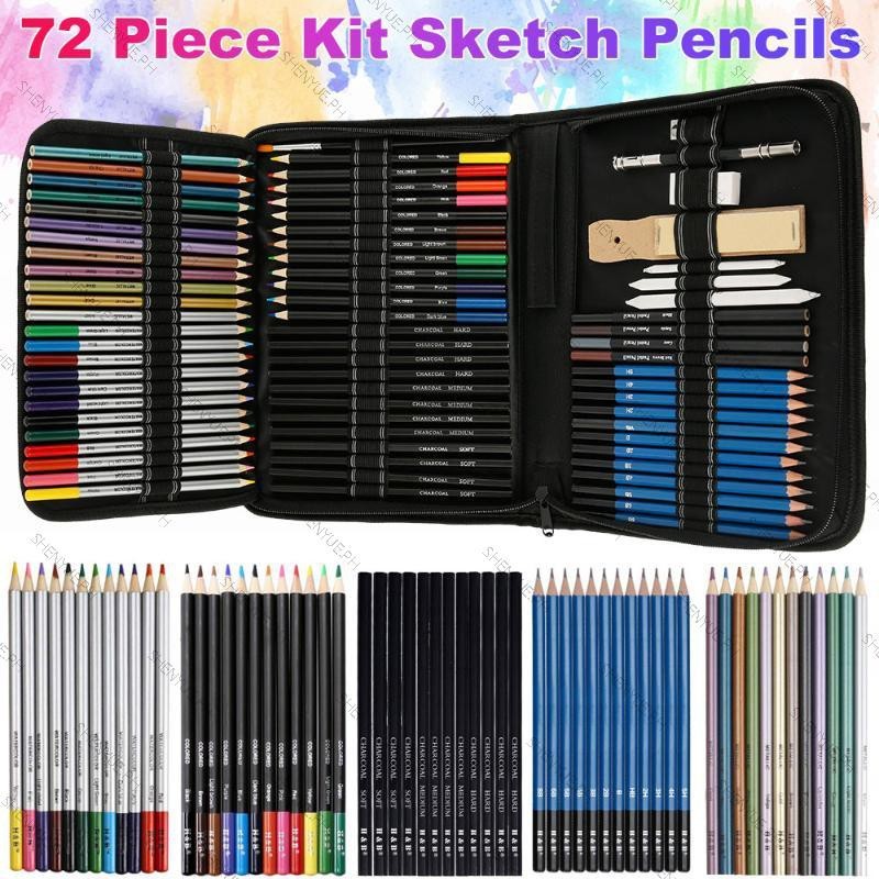 

COD 72 pcs pensil sketsa profesional, pensil warna, set seni lukis dengan kotak jinjing |9EWG9njf|