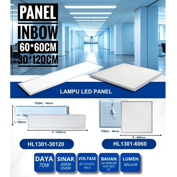 Downlight Panel Led 30X120Cm Inbow Setara Rmi 2X36Watt Plafon