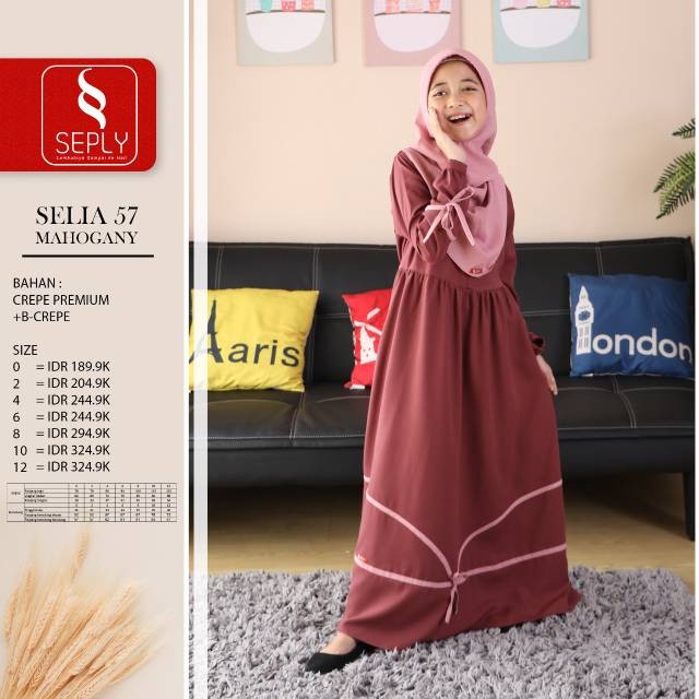 SEPLY | DRESS GAMIS ANAK SELIA 58 MAROON D40P