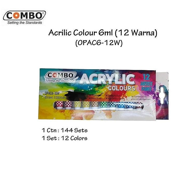 

Acrylic Colour / Cat Akrilik Combo OPAC6-12W / 12 Warna / 6 ml