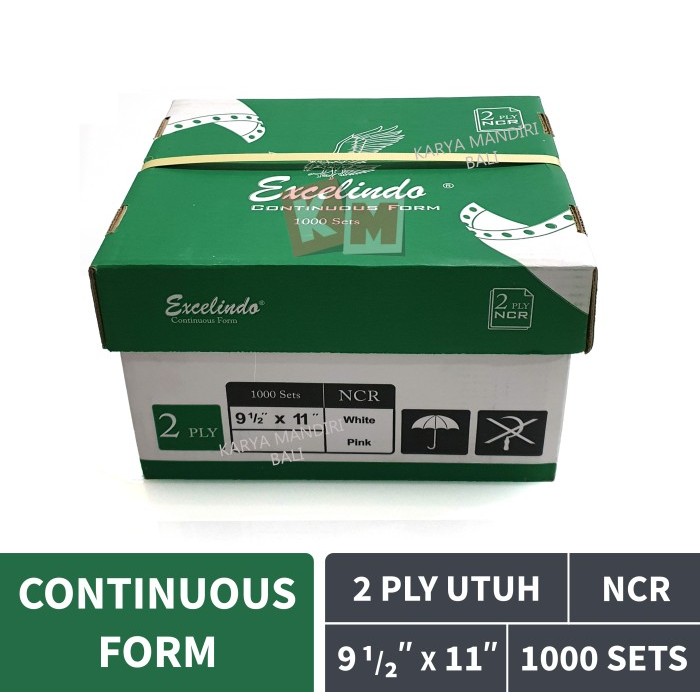 

BEBAS ONGKIR - Kertas Continuous Form 2 Ply Full NCR Excelindo 9 1/2 x 11 K2 Utuh