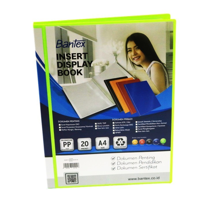 

NEW Insert Display Book Bantex PP A4 Isi 20 Pockets Lime 3143I65