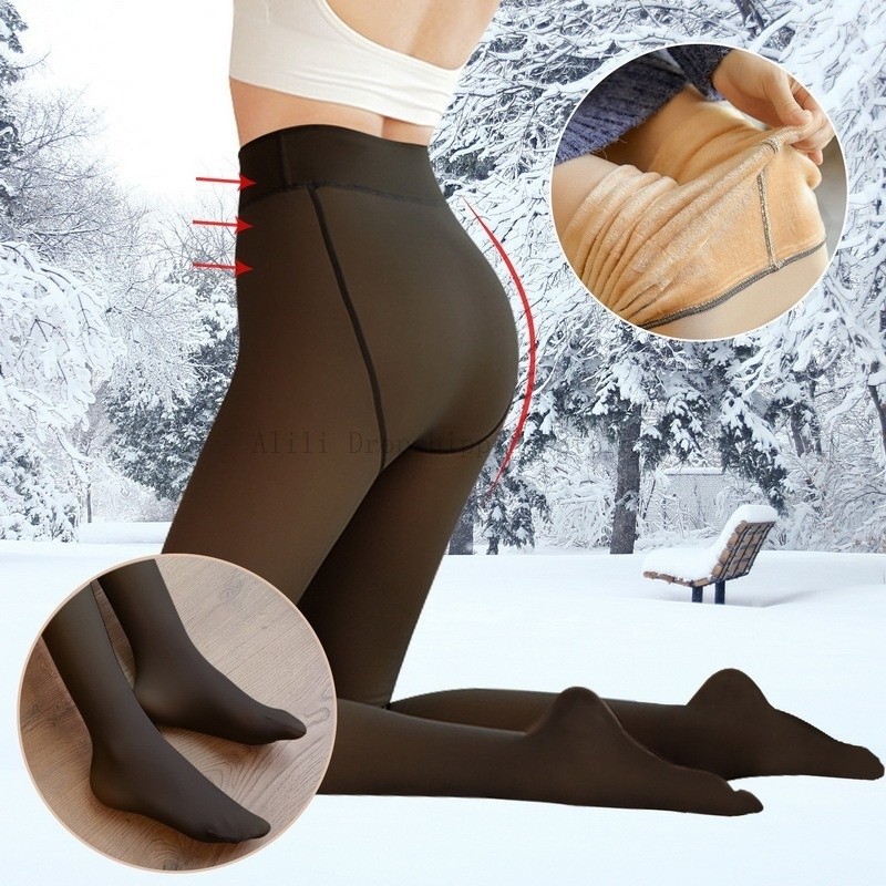 『 Find warmth and comfort 』 lined pantyhose skin effect woman winter translucent stockings thermal f